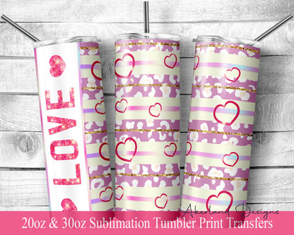 Valentines - LOVE  Sublimation Transfer Print For 20 oz Tumblers - 30 oz Tumblers - Ready To press - Heat Transfers