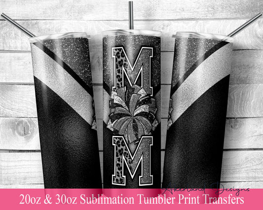 Silver Cheer Mom -  Sublimation Transfer Print For 20 oz - 30 oz Skinny Tumbler - Ready To Press