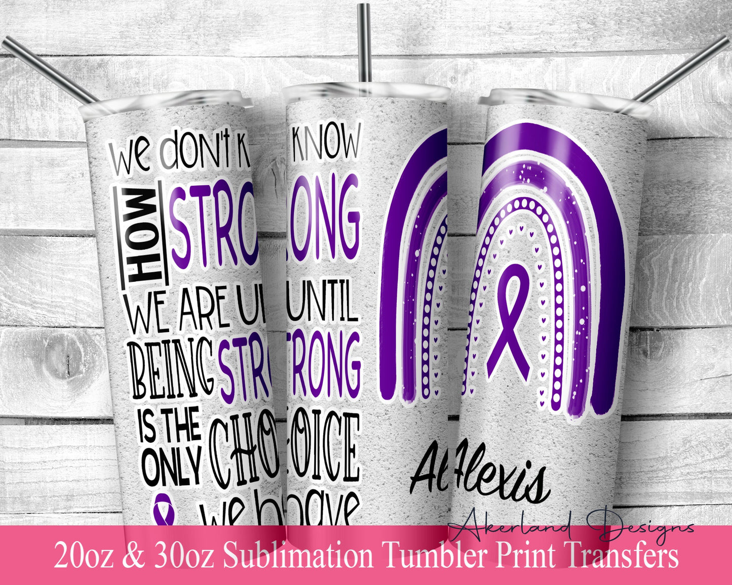 Purple Ribbon -  Sublimation Transfer Print For 20 oz Tumblers - 30 oz Tumblers - Ready To press - Heat Transfers