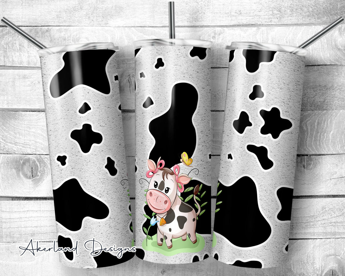 Cute Cow 20oz Tumbler Sublimation Design – Seamless PNG (Digital Download)