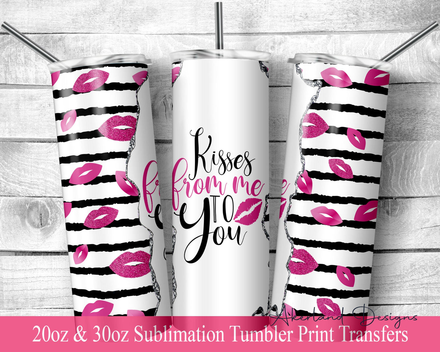 Valentines - Pink Lips  Sublimation Transfer Print For 20 oz Tumblers - 30 oz Tumblers - Ready To press - Heat Transfers