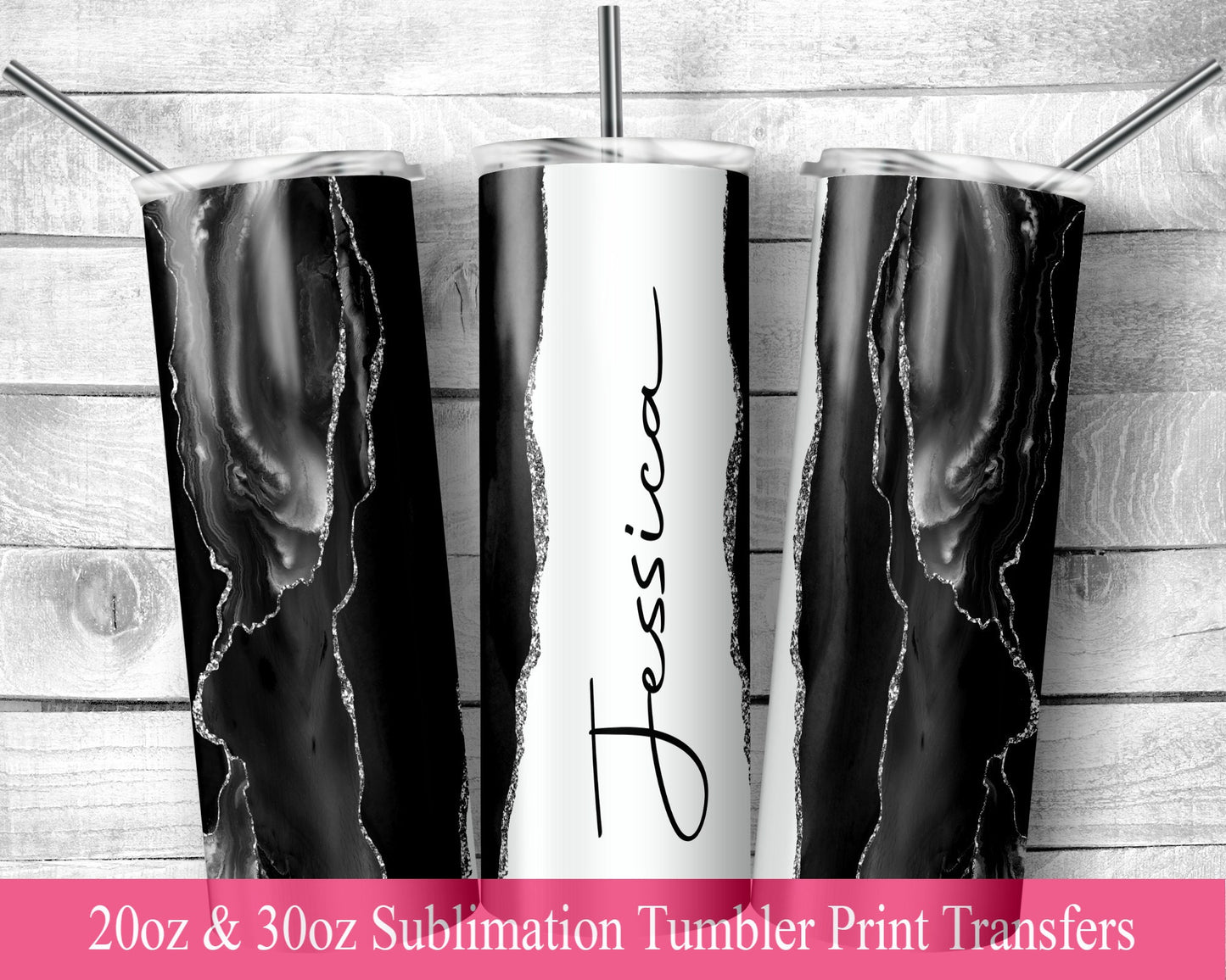 Black Agate  Sublimation Transfer Print For 20 oz Tumblers - 30 oz Tumblers - Ready To press - Heat Transfers