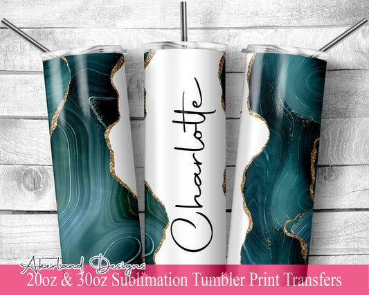 Green Agate  Sublimation Transfer Print For 20 oz Tumblers - 30 oz Tumblers - Ready To press - Heat Transfers