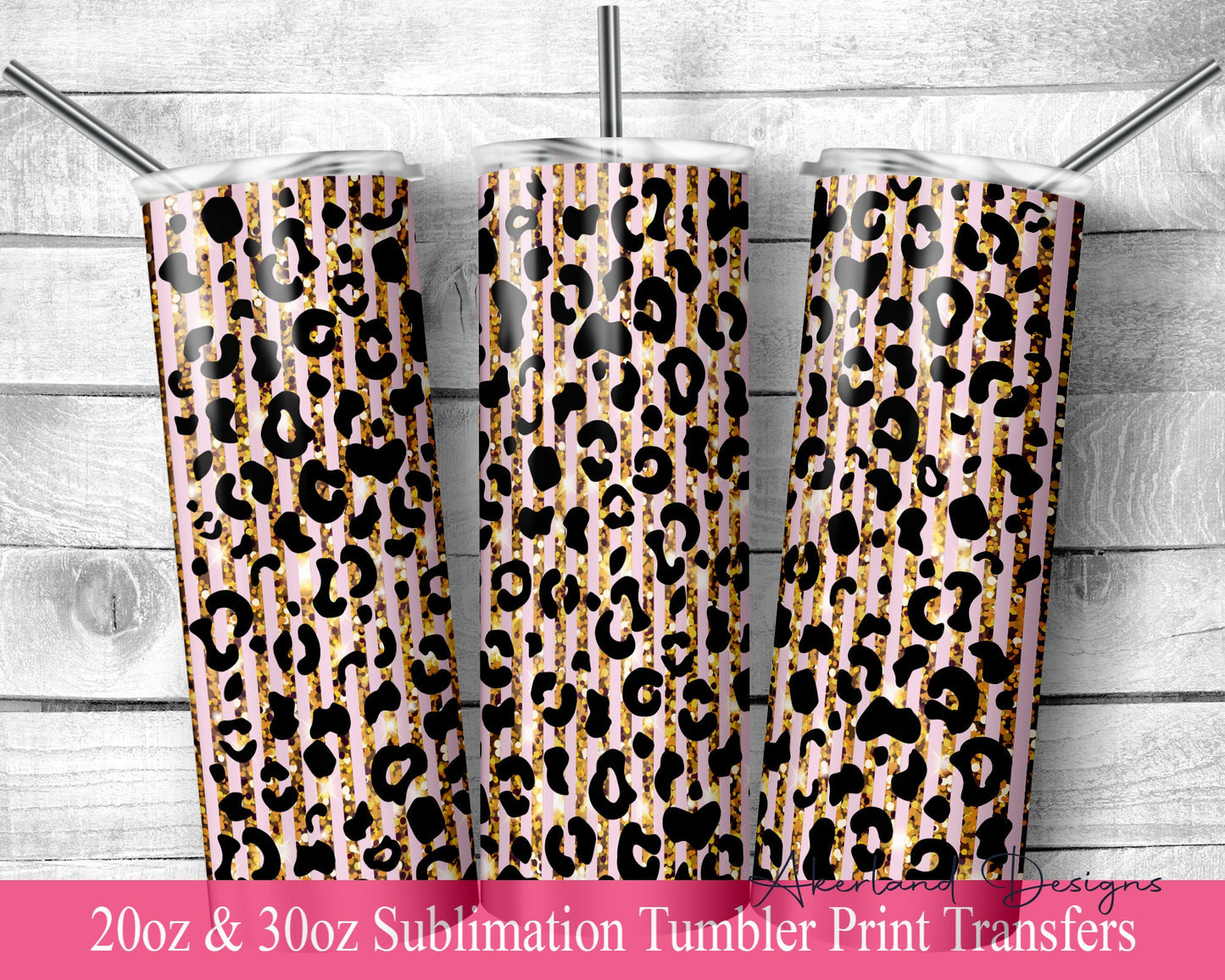 Cheetah -  Sublimation Transfer Print For 20 oz - 30 oz Skinny Tumbler - Ready To press - Heat Transfer