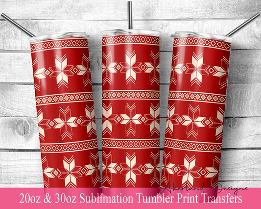 Scandinavian Christmas Tumbler  Sublimation Transfer Print For 20 oz - 30 oz Tumbler - Ready To press - Heat Transfers