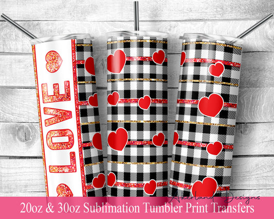 Valentines - LOVE  Sublimation Transfer Print For 20 oz Tumblers - 30 oz Tumblers - Ready To press - Heat Transfers