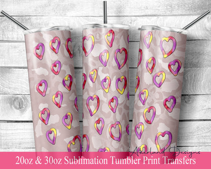 Valentines - Hearts -  Sublimation Transfer Print For 20 oz Tumblers - 30 oz Tumblers - Ready To press - Heat Transfers