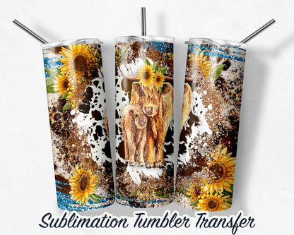 Cow Momma and Baby  Sublimation Transfer Print For 20 oz Tumbler - 30 oz Skinny Tumbler - Ready To press - Heat Transfers