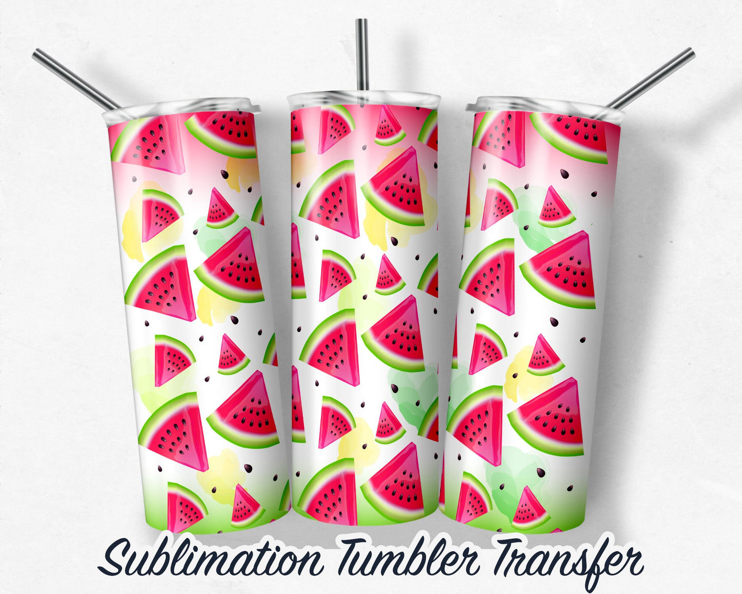 Watermelon  Sublimation Transfer Print 20 oz - 30 oz Skinny Tumbler - Ready to Press - Heat Transfers