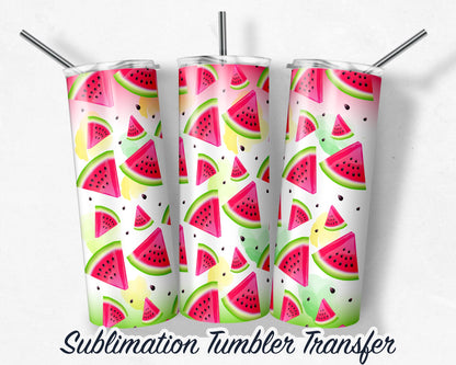 Watermelon  Sublimation Transfer Print 20 oz - 30 oz Skinny Tumbler - Ready to Press - Heat Transfers