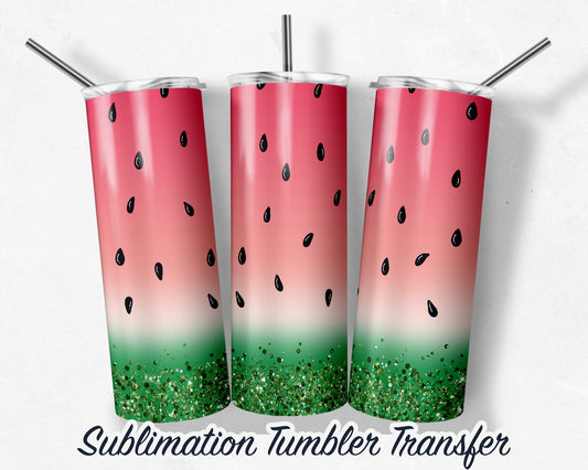 Watermelon  Sublimation Transfer Print 20 oz - 30 oz Skinny Tumbler - Ready to Press - Heat Transfers