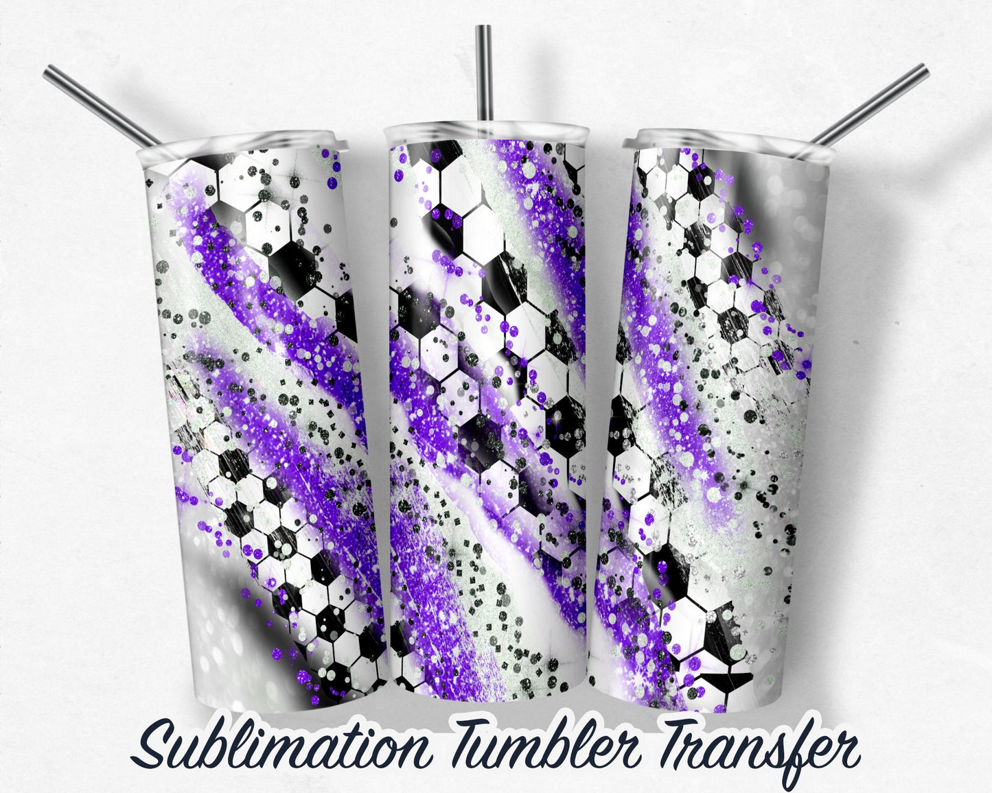 Purple Soccer  Sublimation Transfer Print For 20 oz Tumblers - 30 oz Tumblers - Ready To press - Heat Transfers