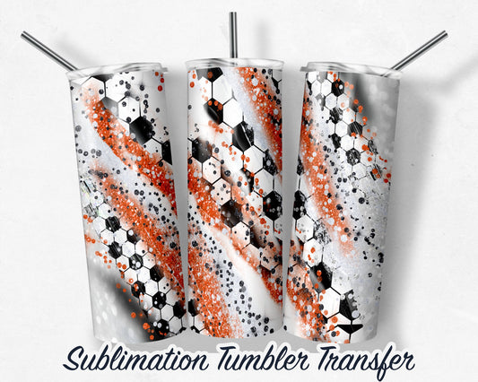 Orange Soccer  Sublimation Transfer Print For 20 oz Tumblers - 30 oz Tumblers - Ready To press - Heat Transfers