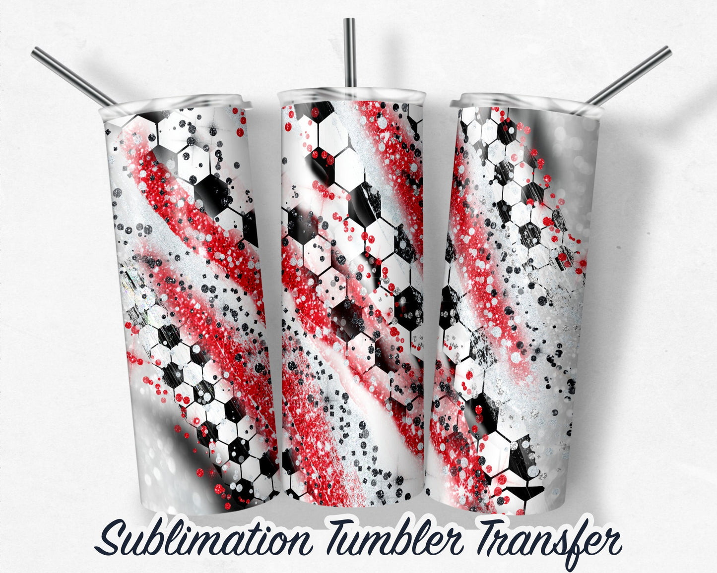 Red Soccer  Sublimation Transfer Print For 20 oz Tumblers - 30 oz Tumblers - Ready To press - Heat Transfers