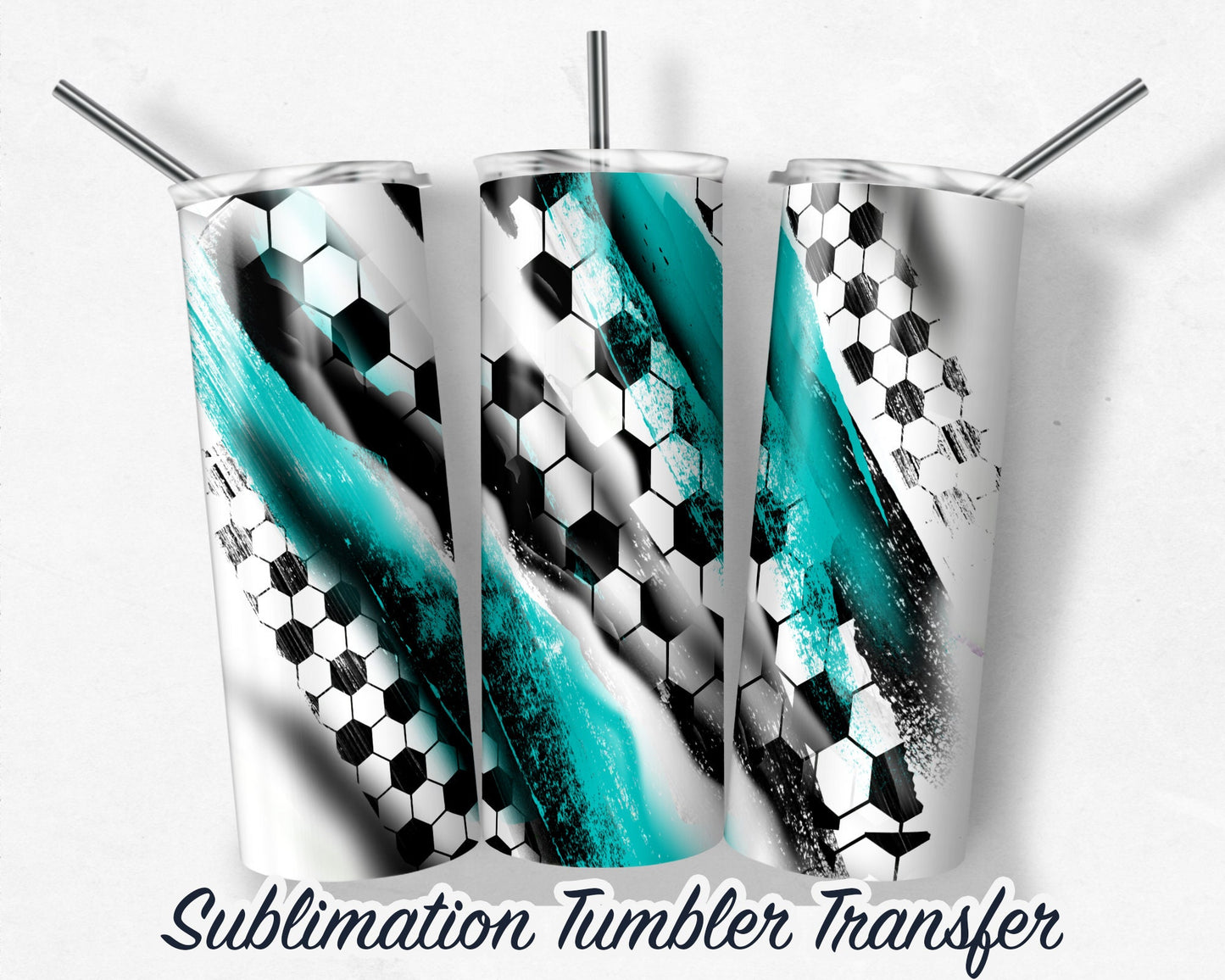 Teal Soccer  Sublimation Transfer Print For 20 oz Tumblers - 30 oz Tumblers - Ready To press - Heat Transfers