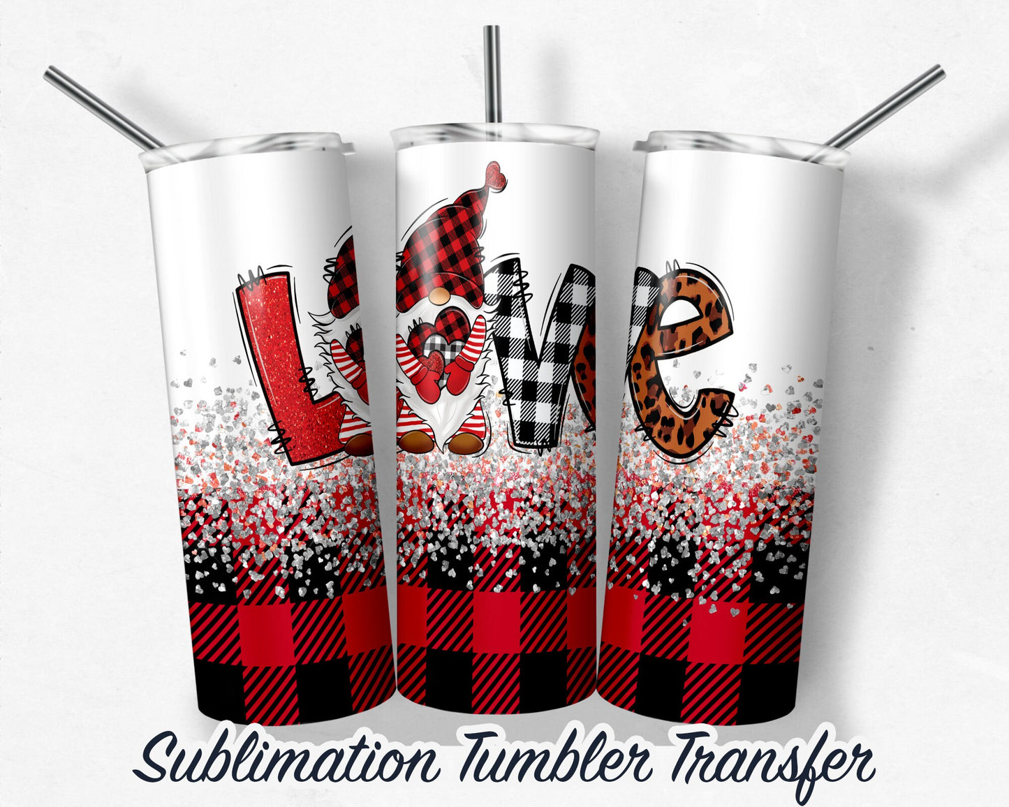 Valentines Gnomes  Sublimation Transfer Print For 20 oz Tumblers - 30 oz Tumblers - Ready To press - Heat Transfers