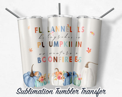 Fall  Sublimation Transfer Print For 20 oz Tumblers - 30 oz Tumblers - Ready To press - Heat Transfers