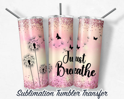 Pink Dandelion  Sublimation Transfer Print For 20 oz Tumblers - 30 oz Tumblers - Ready To press - Heat Transfers