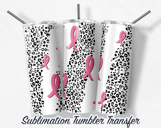 Pink Ribbon  Sublimation Transfer Print For 20 oz Tumblers - 30 oz Tumblers - Ready To press - Heat Transfers