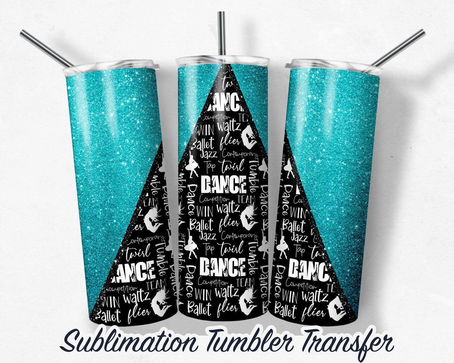 Teal Dance -  Sublimation Transfer Print For 20 oz Tumbler - 30 oz Skinny Tumbler - Ready To press - Heat Transfers