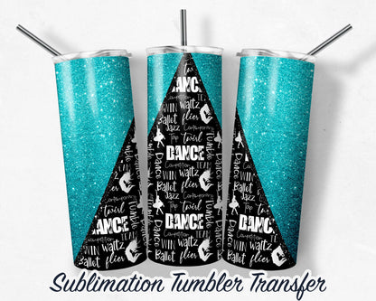 Teal Dance -  Sublimation Transfer Print For 20 oz Tumbler - 30 oz Skinny Tumbler - Ready To press - Heat Transfers