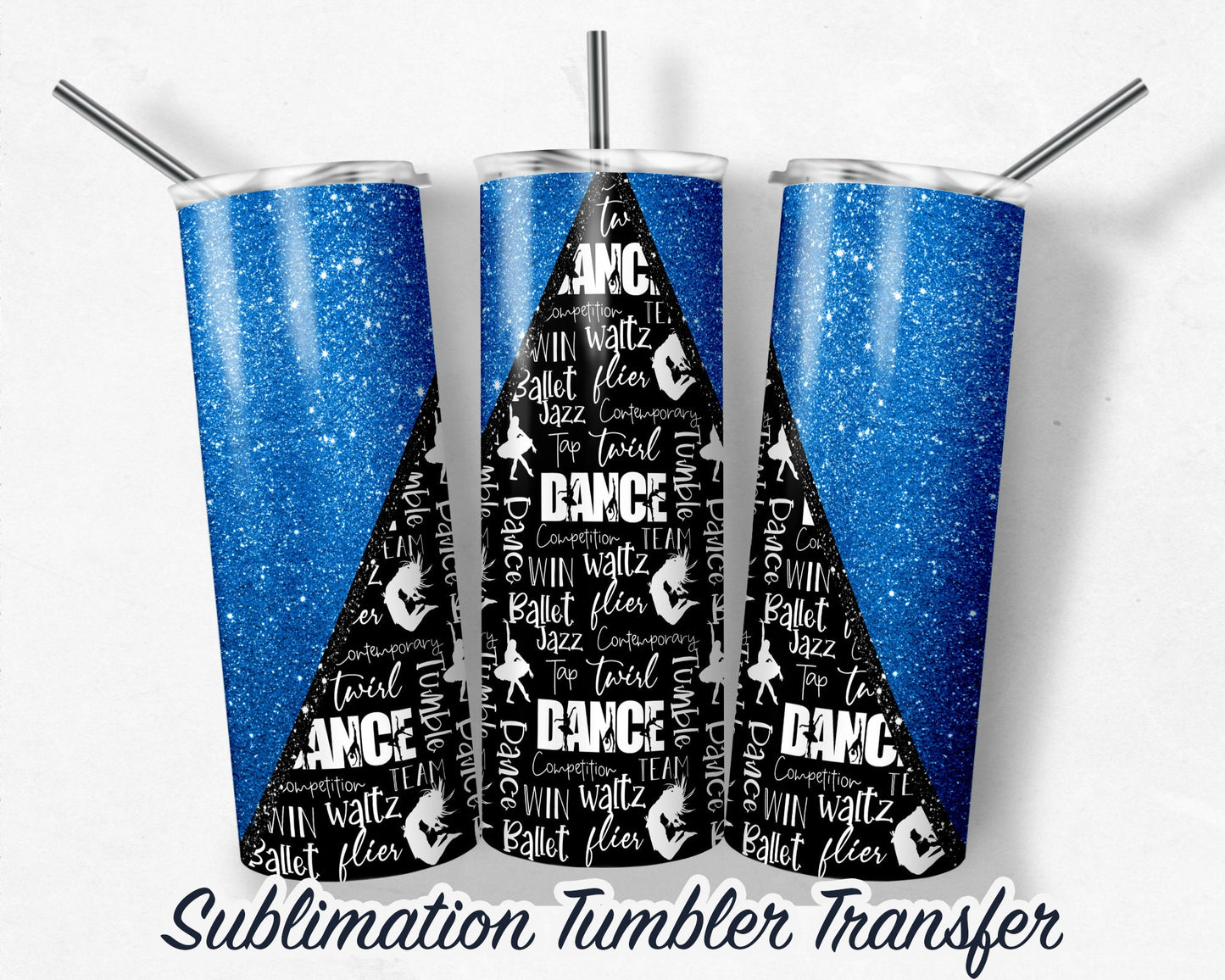 Blue Dance -  Sublimation Transfer Print For 20 oz Tumbler - 30 oz Skinny Tumbler - Ready To press - Heat Transfers