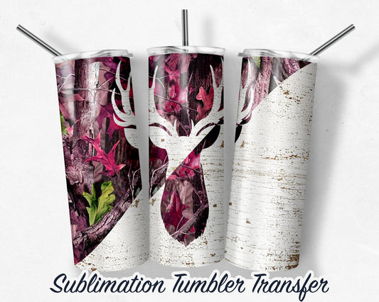 Pink Buck  Sublimation Transfer Print For 20 oz Tumblers - 30 oz Tumblers - Ready To press - Heat Transfers