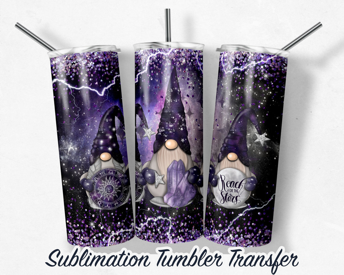 Celestial Gnomes -  Sublimation Transfer Print For 20 oz Tumblers - 30 oz Tumblers - Ready To press - Heat Transfers