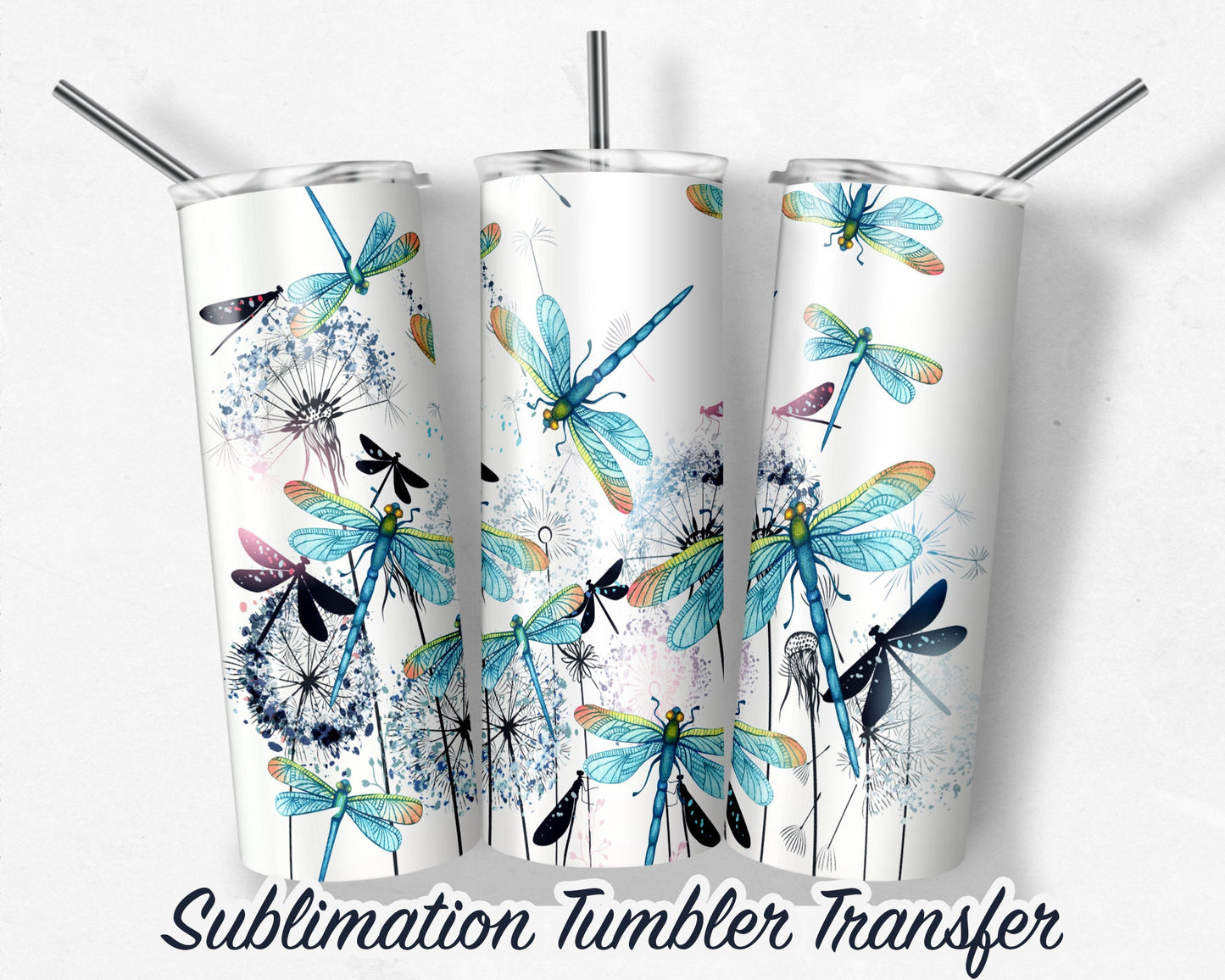 Dragonfly  -  Sublimation Transfer Print For 20 oz Tumbler - 30 oz Skinny Tumbler - RTP - Heat Transfers