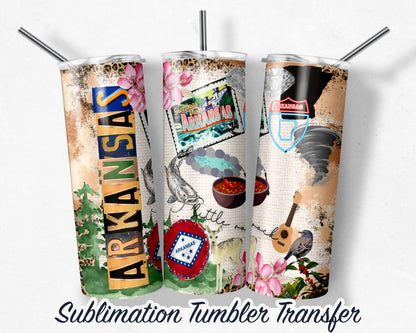 ARKANSAS  Sublimation Transfer Print For 20 oz Tumbler - 30 oz Skinny Tumbler - RTP - Heat Transfers