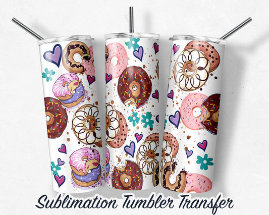 Donut -  Sublimation Transfer Print For 20 oz Tumblers - 30 oz Tumblers - Ready To press - Heat Transfers