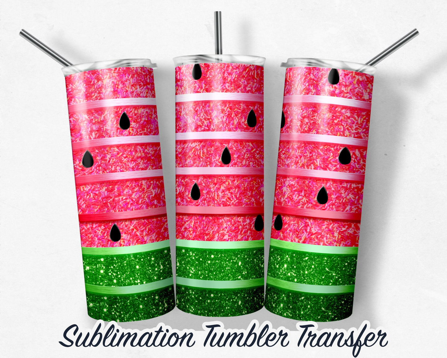 Watermelon  Sublimation Transfer Print 20 oz - 30 oz Skinny Tumbler - Ready to Press - Heat Transfers