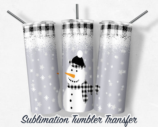 Snowman  Sublimation Transfer Print For 20 oz Tumblers - 30 oz Tumblers - Ready To press - Heat Transfers