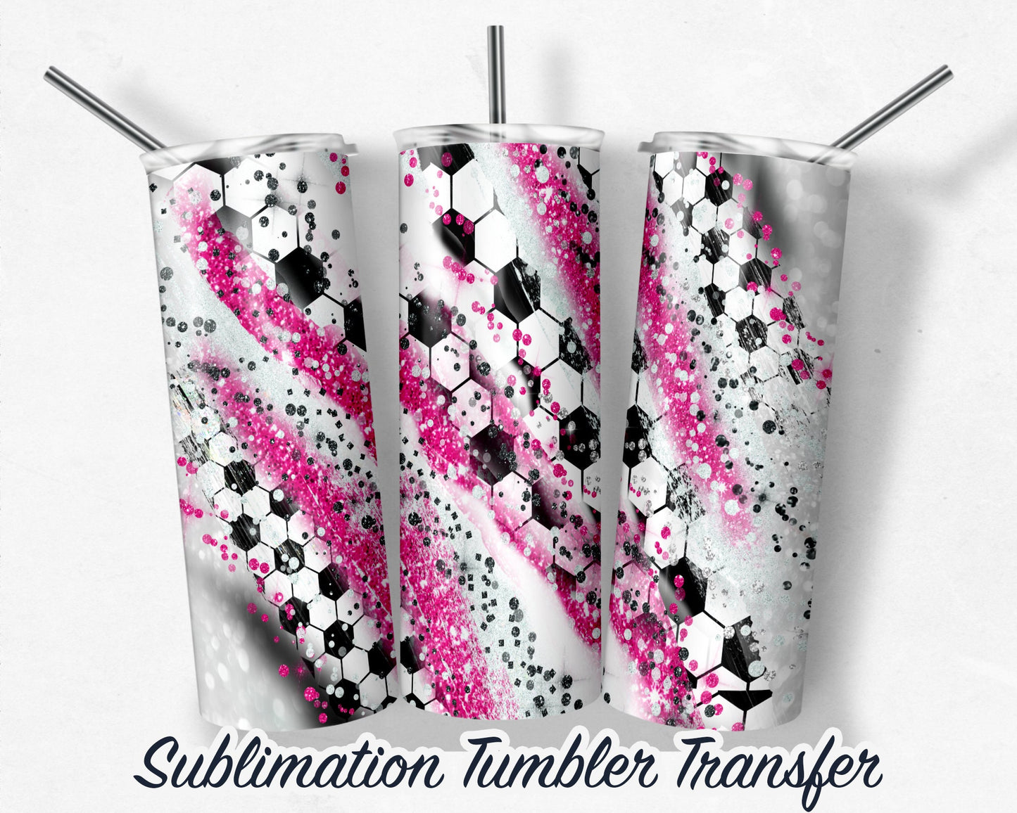 Pink Soccer  Sublimation Transfer Print For 20 oz Tumblers - 30 oz Tumblers - Ready To press - Heat Transfers