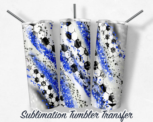 Blue Soccer  Sublimation Transfer Print For 20 oz Tumblers - 30 oz Tumblers - Ready To press - Heat Transfers