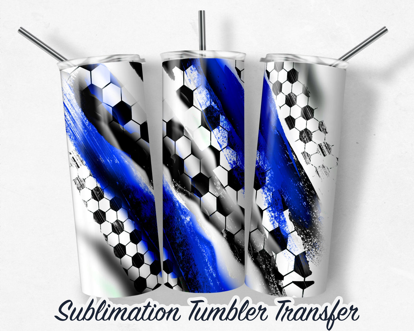 Blue Soccer  Sublimation Transfer Print For 20 oz Tumblers - 30 oz Tumblers - Ready To press - Heat Transfers