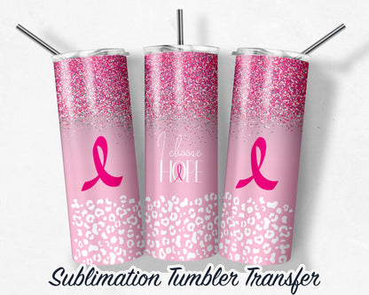 Pink Ribbon  Sublimation Transfer Print For 20 oz Tumblers - 30 oz Tumblers - Ready To press - Heat Transfers