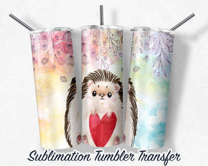 Valentine’s Hedgehog  Sublimation Transfer Print For 20 oz Tumblers - 30 oz Tumblers - Ready To press - Heat Transfers