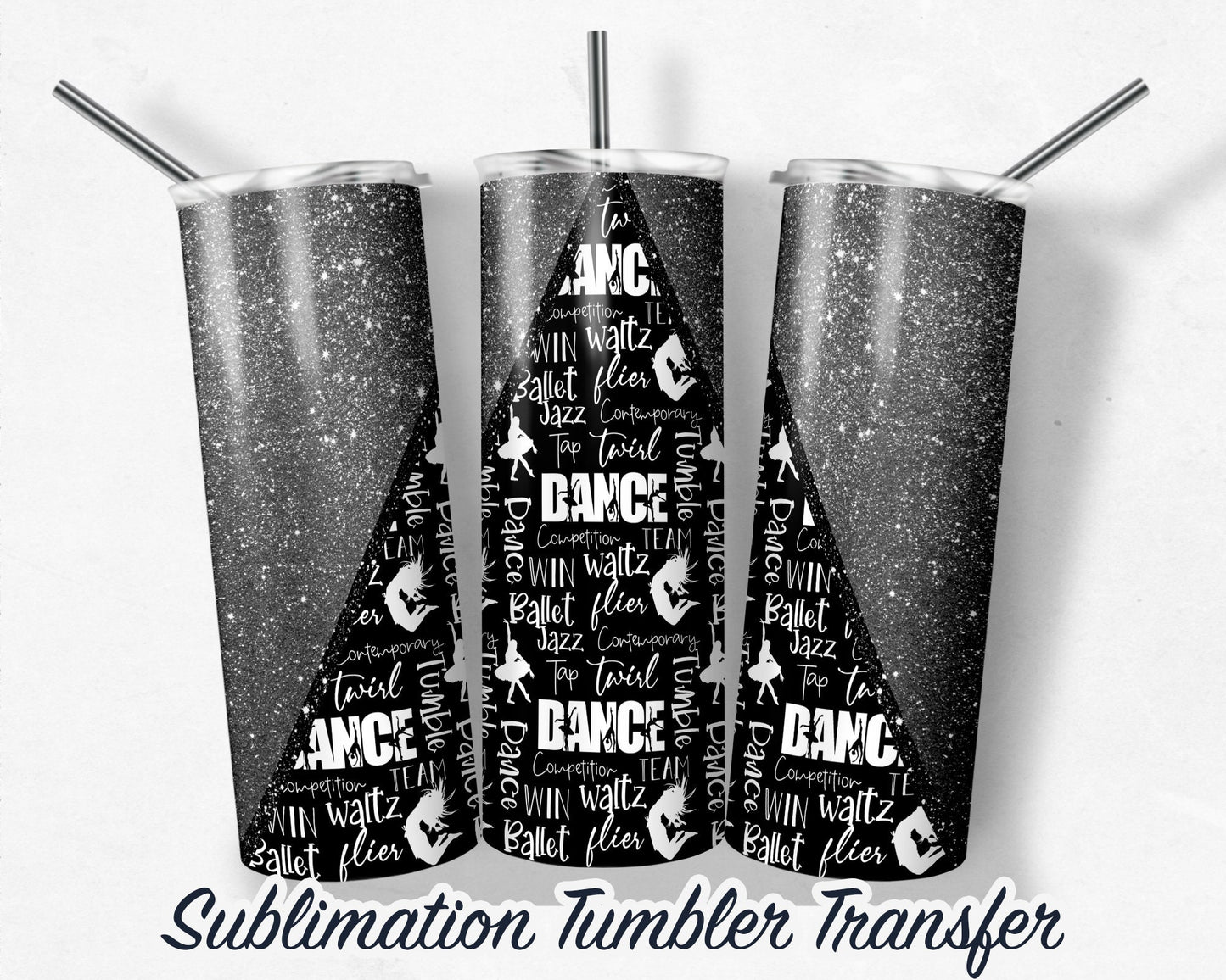 Silver Dance -  Sublimation Transfer Print For 20 oz Tumbler - 30 oz Skinny Tumbler - Ready To press - Heat Transfers