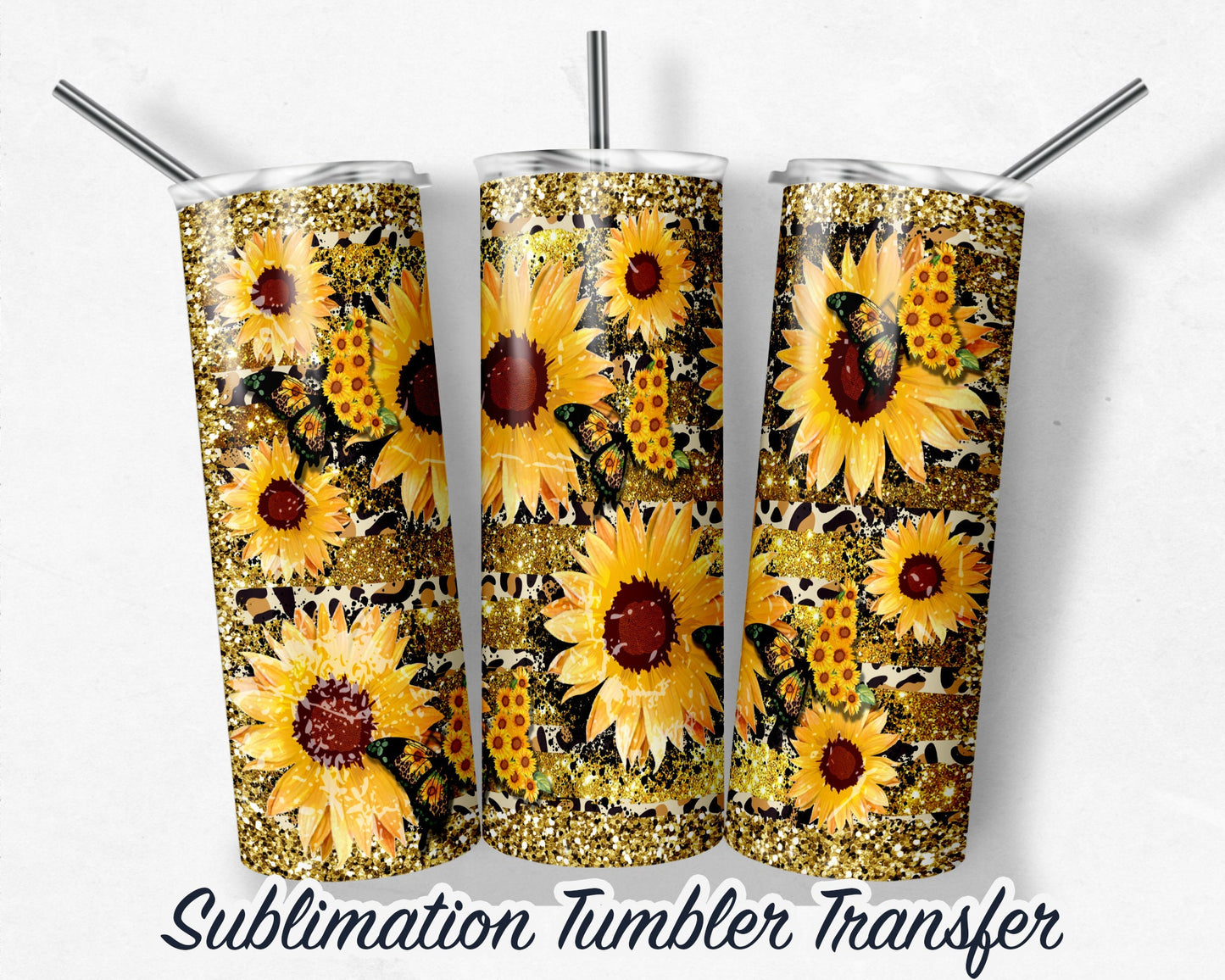 Sunflower  Sublimation Transfer Print For 20 oz Tumbler - 30 oz Tumbler - Ready To press - Heat Transfers