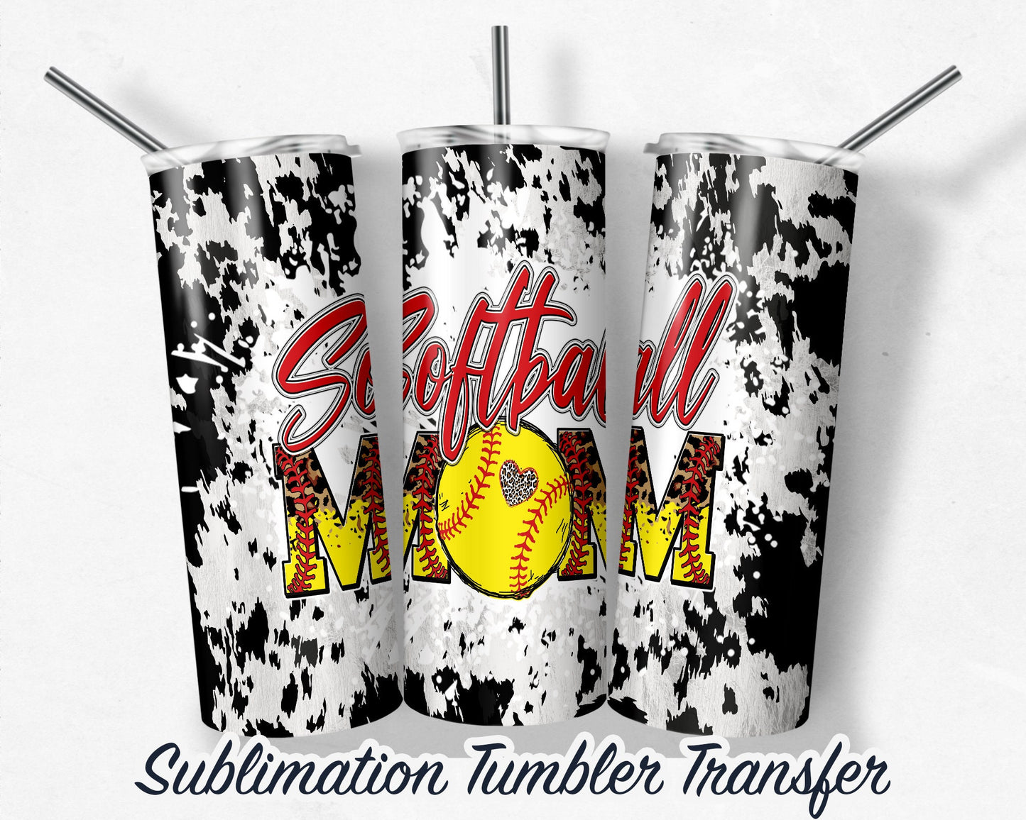 Softball Mom  Sublimation Transfer Print For 20 oz Tumblers - 30 oz Tumblers - Ready To press - Heat Transfers