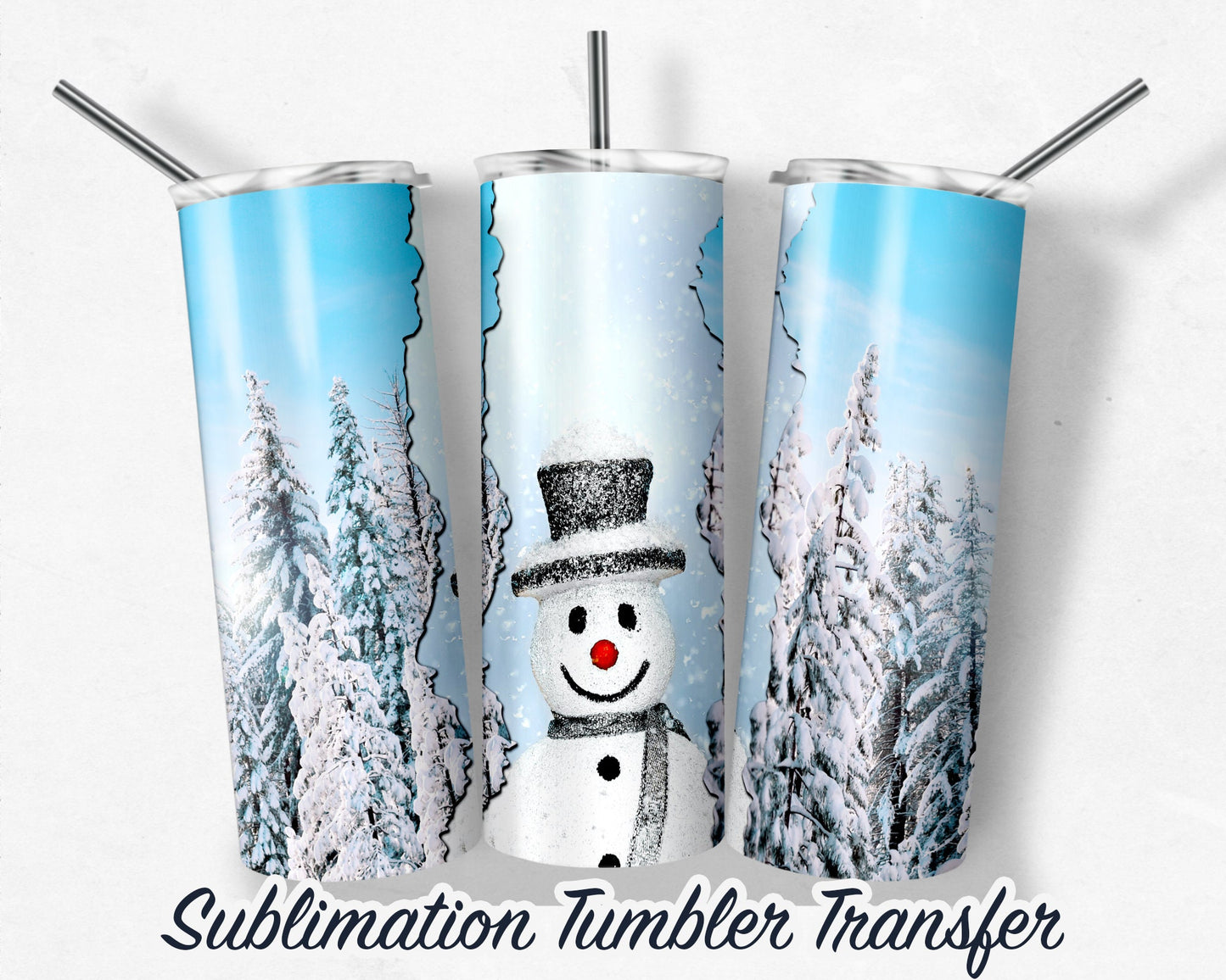 Snowman  Sublimation Transfer Print For 20 oz Tumblers - 30 oz Tumblers - Ready To press - Heat Transfers