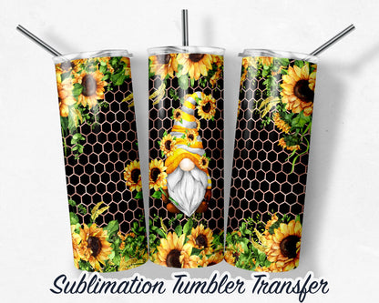 Sunflower Gnome  Sublimation Transfer Print For 20 oz Tumblers - 30 oz Tumblers - Ready To press - Heat Transfers