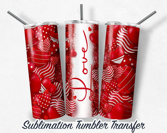 Valentine  Sublimation Transfer Print For 20 oz - 30 oz Tumblers - Ready to Press - Heat Transfers