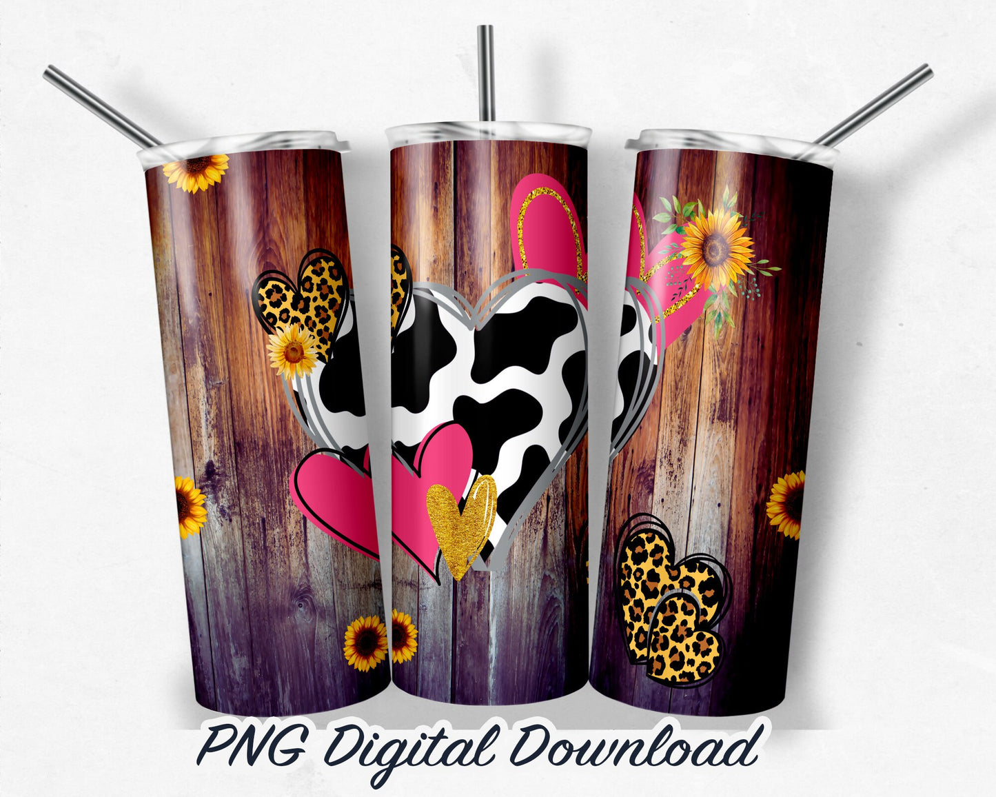Valentine Hearts - 20oz Sublimation Tumbler Design PNG Digital Download