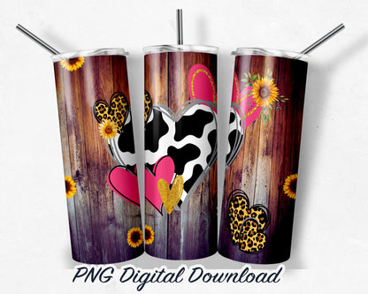 Valentine Hearts - 20oz Sublimation Tumbler Design PNG Digital Download