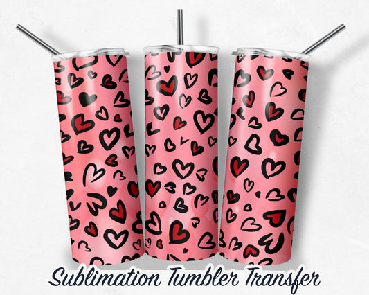 Valentine Hearts -  Sublimation Transfer Print For 20 oz Tumblers - 30 oz Tumblers - Ready To press - Heat Transfers