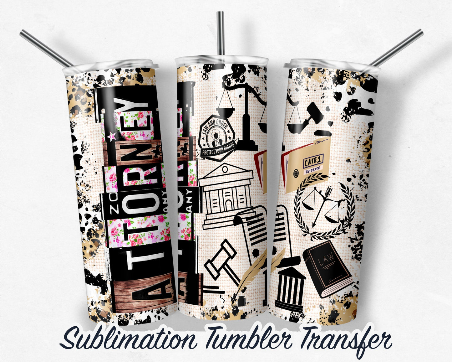 Attorney  Sublimation Transfer Print For 20 oz - 30 oz Skinny Tumbler - Ready To press - Heat Transfer