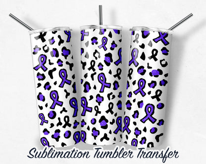 Purple Ribbon  Sublimation Transfer Print For 20 oz Tumblers - 30 oz Tumblers - Ready To press - Heat Transfers