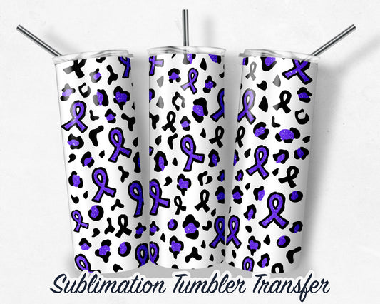 Purple Ribbon  Sublimation Transfer Print For 20 oz Tumblers - 30 oz Tumblers - Ready To press - Heat Transfers